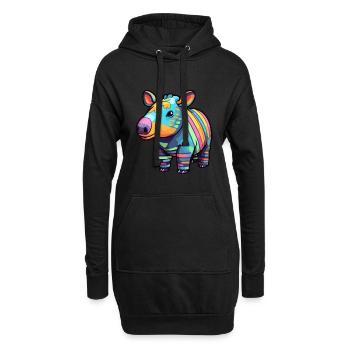Tapir Aquarelle Colorée Dessin Animé Kawaii Animal - Sweat-shirt à capuche long Femme - noir - Devant