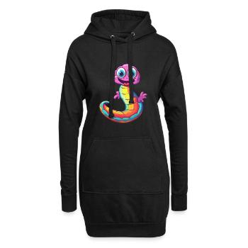 Regenwurm Bunte Aquarell-Karikatur Kawaii Anima - Hoodie-Kleid - Schwarz - Vorne