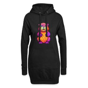Castor Aquarelle Colorée Dessin Animé Kawaii Animal - Sweat-shirt à capuche long Femme - noir - Devant