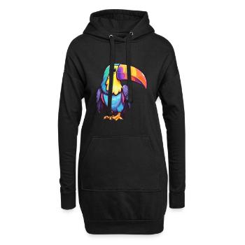 Toucan coloré aquarelle dessin animé kawaii Animal - Sweat-shirt à capuche long Femme - noir - Devant