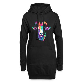 Ziege buntes Aquarell Cartoon Kawaii Tier - Hoodie-Kleid - Schwarz - Vorne