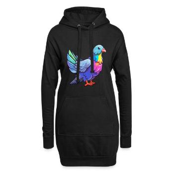Colombe Aquarelle Colorée Dessin Animé Kawaii Animal - Sweat-shirt à capuche long Femme - noir - Devant