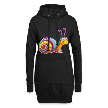Schnecke bunte Aquarell-Karikatur Kawaii-Tier - Hoodie-Kleid - Schwarz - Vorne