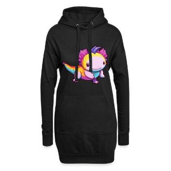 Axolotl Aquarelle Colorée Dessin Animé Kawaii Animal - Sweat-shirt à capuche long Femme - noir - Devant
