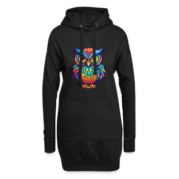 Eule buntes Aquarell Cartoon Kawaii Tier - Hoodie-Kleid - Schwarz - Vorne
