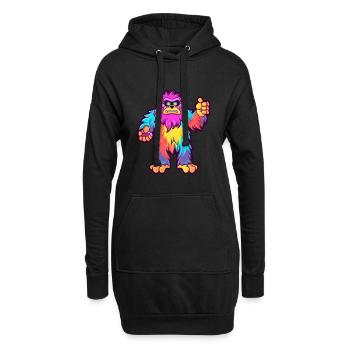 Bigfoot Buntes Aquarell Cartoon Kawaii Tier - Hoodie-Kleid - Schwarz - Vorne