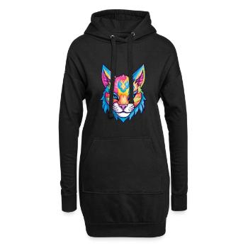 Luchs Buntes Aquarell Cartoon Kawaii Tier - Hoodie-Kleid - Schwarz - Vorne