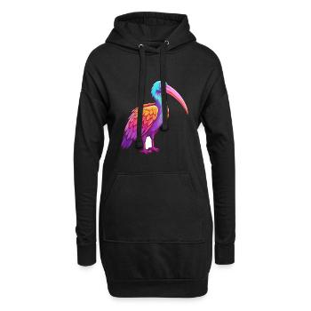 Ibis Buntes Aquarell Cartoon Kawaii Tier - Hoodie-Kleid - Schwarz - Vorne