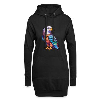 Weißkopfseeadler Bunte Aquarell-Karikatur Kawaii Anim - Hoodie-Kleid - Schwarz - Vorne