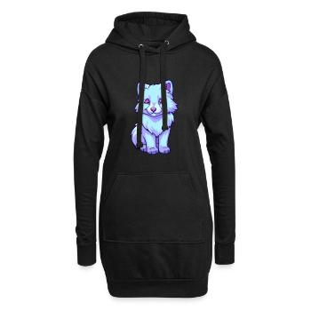 Loup Arctique Aquarelle Colorée Dessin Animé Kawaii Ani - Sweat-shirt à capuche long Femme - noir - Devant