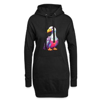 Albatros Aquarelle Colorée Dessin Animé Kawaii Anima - Sweat-shirt à capuche long Femme - noir - Devant