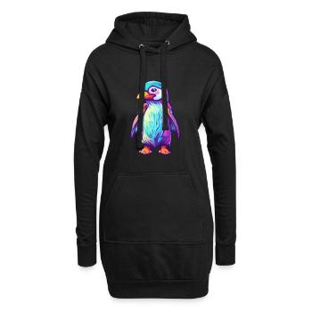 Pinguin Buntes Aquarell Cartoon Kawaii Tier - Hoodie-Kleid - Schwarz - Vorne