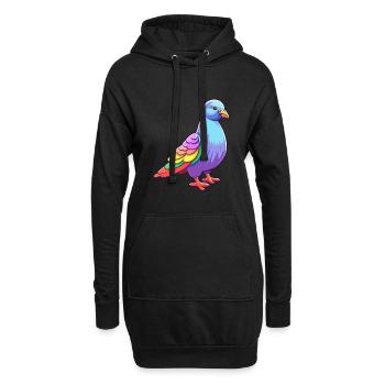 Pigeon Aquarelle Colorée Dessin Animé Kawaii Animal - Sweat-shirt à capuche long Femme - noir - Devant