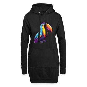 Toucan coloré aquarelle dessin animé kawaii Animal - Sweat-shirt à capuche long Femme - noir - Devant