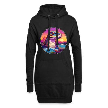 Anakonda Buntes Aquarell Cartoon Kawaii Tier - Hoodie-Kleid - Schwarz - Vorne