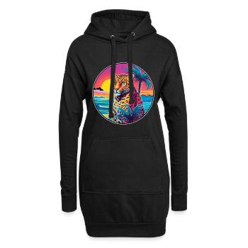 Amur Leopard Bunte Aquarell-Karikatur Kawaii - Hoodie-Kleid - Schwarz - Vorne