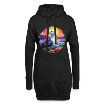 Albatros Aquarelle Colorée Dessin Animé Kawaii Pet - Sweat-shirt à capuche long Femme - noir - Devant