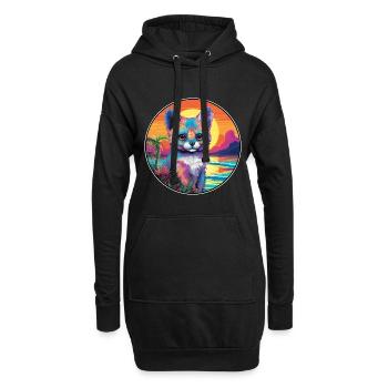 Aye Aye Bunte Aquarell-Karikatur Kawaii-Tier - Hoodie-Kleid - Schwarz - Vorne