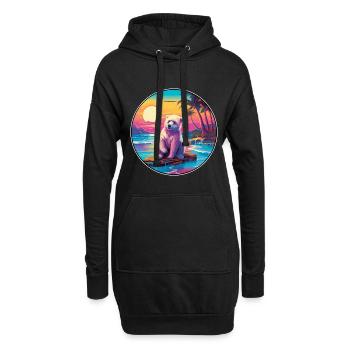 Ours Aquarelle Colorée Dessin Animé Kawaii Animal - Sweat-shirt à capuche long Femme - noir - Devant