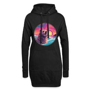 Ours Aquarelle Colorée Dessin Animé Kawaii Animal - Sweat-shirt à capuche long Femme - noir - Devant