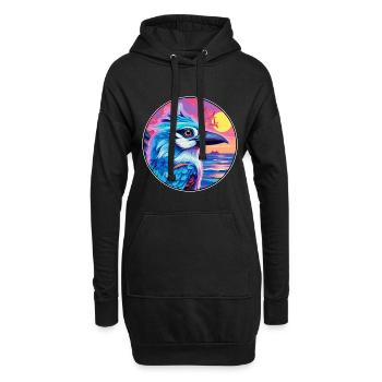 Geai bleu coloré aquarelle dessin animé Kawaii Animal - Sweat-shirt à capuche long Femme - noir - Devant
