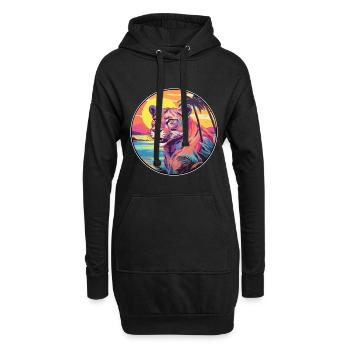 Cougar Buntes Aquarell Cartoon Kawaii Tier - Hoodie-Kleid - Schwarz - Vorne