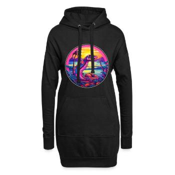 Schlange bunte Aquarell-Karikatur Kawaii-Tier - Hoodie-Kleid - Schwarz - Vorne