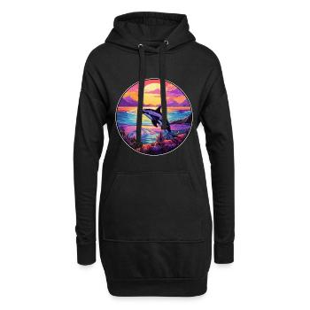 Orca Buntes Aquarell Cartoon Kawaii Tier - Hoodie-Kleid - Schwarz - Vorne