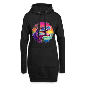 Crocodile Aquarelle Colorée Dessin Animé Kawaii Pet - Sweat-shirt à capuche long Femme - noir - Devant
