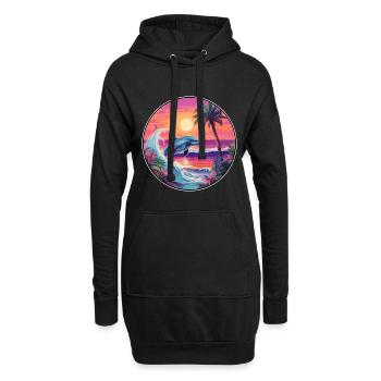 Delfin buntes Aquarell Cartoon Kawaii Tier - Hoodie-Kleid - Schwarz - Vorne