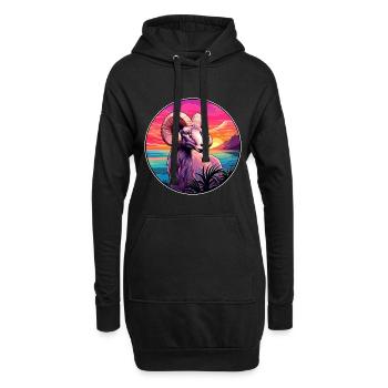 Widder buntes Aquarell Cartoon Kawaii Tier - Hoodie-Kleid - Schwarz - Vorne