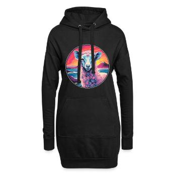 Schaf Buntes Aquarell Cartoon Kawaii Tier - Hoodie-Kleid - Schwarz - Vorne