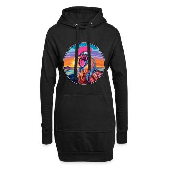 Hahn buntes Aquarell Cartoon Kawaii Tier - Hoodie-Kleid - Schwarz - Vorne