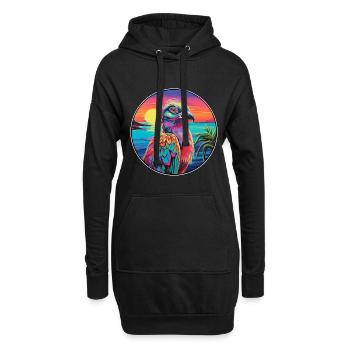 perdrix coloré aquarelle dessin animé Kawaii animal de compagnie - Sweat-shirt à capuche long Femme - noir - Devant
