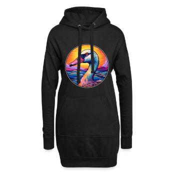 Gans buntes Aquarell Cartoon Kawaii Tier - Hoodie-Kleid - Schwarz - Vorne