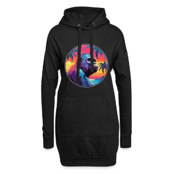 Gorille Aquarelle Colorée Dessin Animé Kawaii Animal - Sweat-shirt à capuche long Femme - noir - Devant