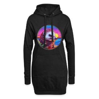 Igel Buntes Aquarell Cartoon Kawaii Tier - Hoodie-Kleid - Schwarz - Vorne