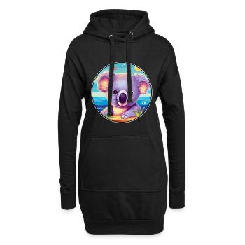 Koala Buntes Aquarell Cartoon Kawaii Tier - Hoodie-Kleid - Schwarz - Vorne