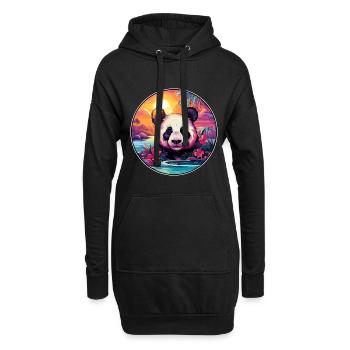 Panda Buntes Aquarell Cartoon Kawaii Tier - Hoodie-Kleid - Schwarz - Vorne
