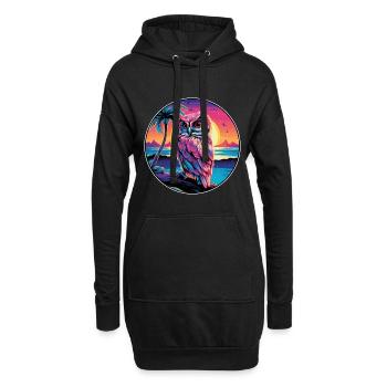 Eule buntes Aquarell Cartoon Kawaii Tier - Hoodie-Kleid - Schwarz - Vorne