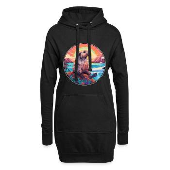 Murmeltier buntes Aquarell Cartoon Kawaii Tier - Hoodie-Kleid - Schwarz - Vorne