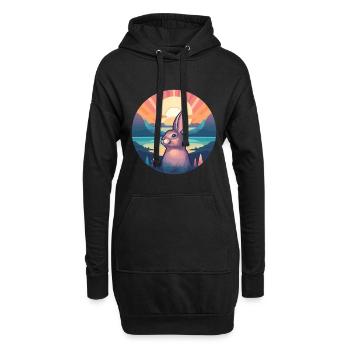 Hase buntes Aquarell Cartoon Kawaii Tier - Hoodie-Kleid - Schwarz - Vorne