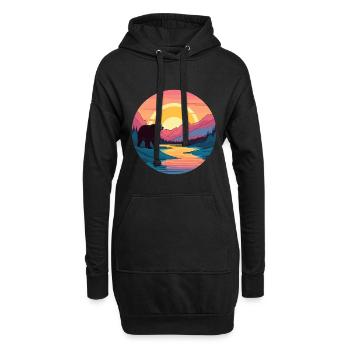 ours coloré aquarelle dessin animé Kawaii Animal - Sweat-shirt à capuche long Femme - noir - Devant