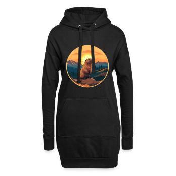 Und täglich grüßt das Murmeltier bunte Aquarell-Karikatur Kawaii Haustier - Hoodie-Kleid - Schwarz - Vorne
