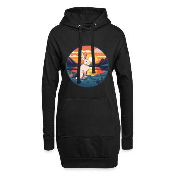 Kaninchen buntes Aquarell Cartoon Kawaii Tier - Hoodie-Kleid - Schwarz - Vorne