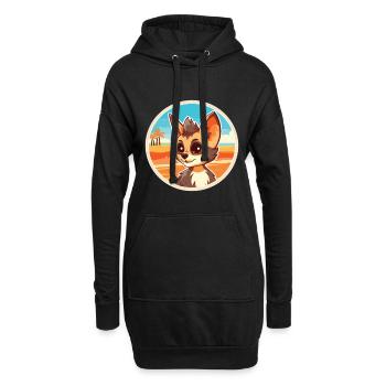 Aardwolf Aquarelle Cartoon Kawaii Clipart Animal - Sweat-shirt à capuche long Femme - noir - Devant