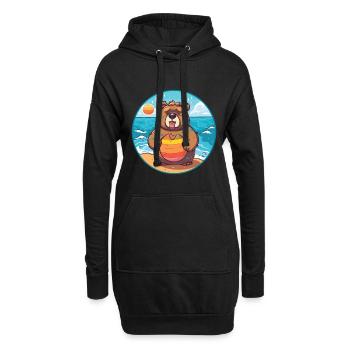Ours aquarelle dessin animé Kawaii Clipart Animal - Sweat-shirt à capuche long Femme - noir - Devant