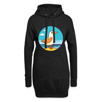 Oiseau Aquarelle Cartoon Kawaii Clipart Animal - Sweat-shirt à capuche long Femme - noir - Devant