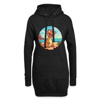 Dinosaurier Aquarell Cartoon Kawaii Clipart Tier - Hoodie-Kleid - Schwarz - Vorne