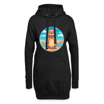 Und täglich grüßt das Murmeltier Aquarell Karikatur Kawaii Clipart Tier - Hoodie-Kleid - Schwarz - Vorne